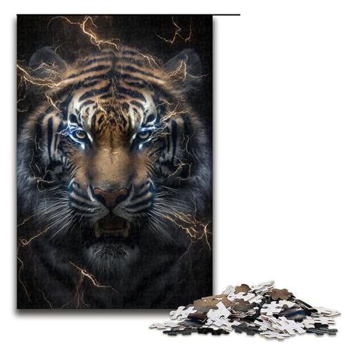 Puzzle 1000 Teile für Erwachsene. Electric Storm Tiger Puzzle. Das praktische Spiel eignet ganze Familie (Größe 50 x 75 cm) von WGLINGX