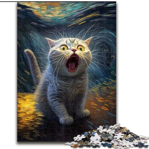 Puzzle 1000 Teile für Erwachsene. Lustige Katzenpuzzles für Erwachsene. Anspruchsvolles DIY-Denkspiel, interaktives Familienspiel (Größe 50x75cm) von WGLINGX