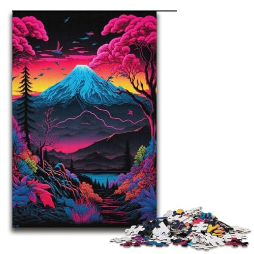 Puzzle Aquarell-Berge, 1000 Teile, für Erwachsene, Geschenke für Freunde und Familie, für Teenager ab 14 Jahren (Größe 38 x 26 cm) von WGLINGX