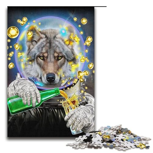 Puzzle Astronaut Wolf 1000 Teile für Erwachsene Lernspiele Staycation Zeit totschlagen für Teenager ab 14 Jahren 38x26cm von WGLINGX