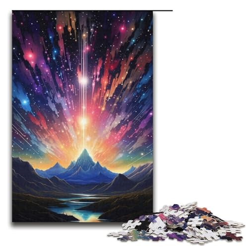 Puzzle-Berg mit bunten Sternen, 1000 Teile, für Erwachsene, Puzzle, Lernspiele, Weihnachts- und Geburtstagsgeschenke für Teenager ab 14 Jahren (Größe 38 x 26 cm) von WGLINGX