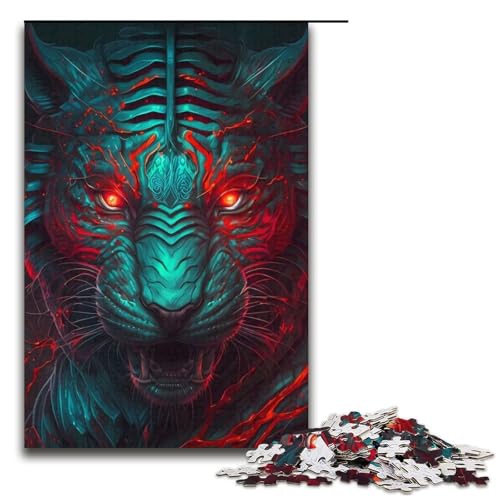 Puzzle Blauer Monstertiger 1000 Teile für Erwachsene Lernspiele Weihnachtsgeburtstagsgeschenke für Teenager ab 14 Jahren 38x26cm von WGLINGX
