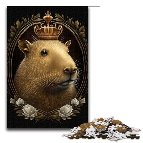Puzzle Capibara Crown 1000 Teile für Erwachsene Lernspiele Weihnachtsgeburtstagsgeschenke für Teenager ab 14 Jahren 50x75cm von WGLINGX