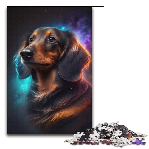Puzzle Dackel, 1000 Teile, für Erwachsene, Lernspiele, Weihnachts- und Geburtstagsgeschenke für Teenager ab 14 Jahren (Größe 38 x 26 cm) von WGLINGX