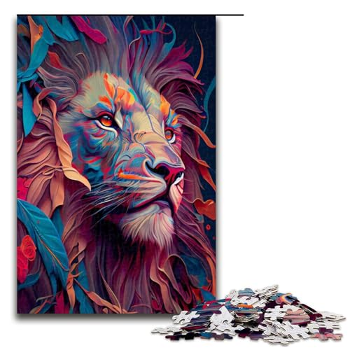 Puzzle Der stolze Löwe 1000 Teile Puzzle für Erwachsene, Herausforderung für die Gehirnintelligenz, süchtig machendes Spielzeug (Größe 50 x 75 cm) von WGLINGX