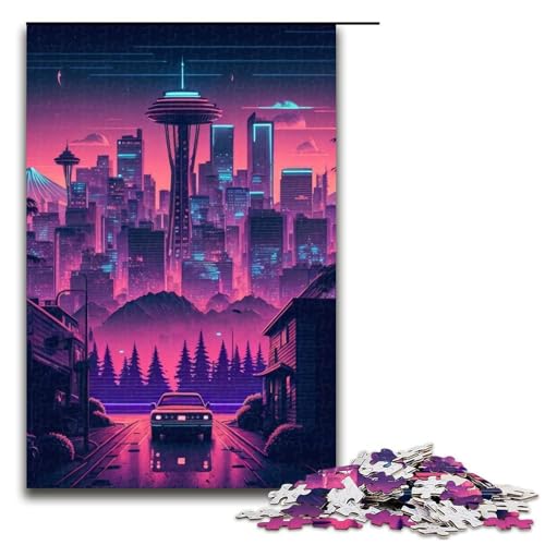 Puzzle Downtown Seattle, 1000 Teile, für Erwachsene, Lernspiele, Weihnachts- und Geburtstagsgeschenke für Teenager ab 14 Jahren (Größe 50 x 75 cm) von WGLINGX