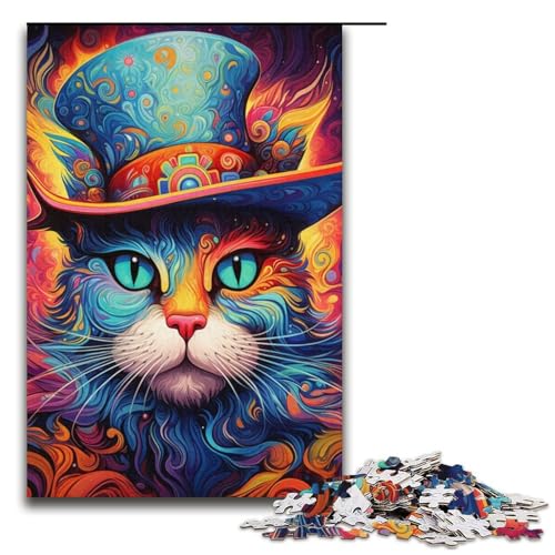 Puzzle Katze, 1000 Teile, Kartonpuzzle für Erwachsene, tolles Geschenk für Erwachsene, 14,96 x 10,24 Zoll von WGLINGX