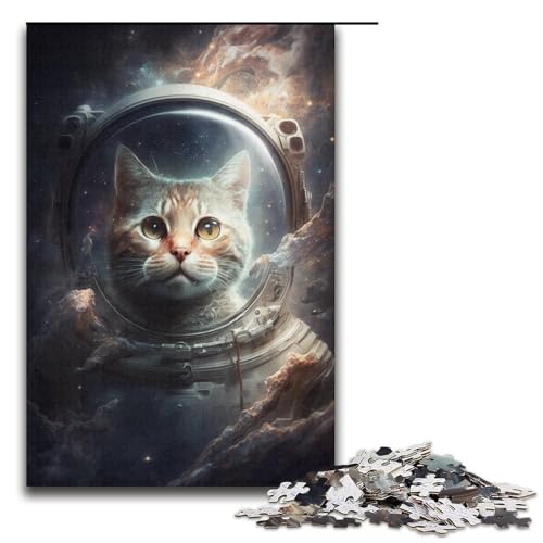 Puzzle Katze Astronaut 1000 Teile für Erwachsene Lernspiele Weihnachtsgeburtstagsgeschenke für und Teenager ab 14 Jahren 38x26cm von WGLINGX