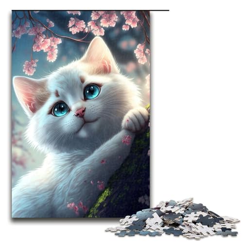 Puzzle Katze und Blumen 1000 Teile für Erwachsene Lernspiele Weihnachtsgeburtstagsgeschenke für Teenager ab 14 Jahren 50x75cm von WGLINGX