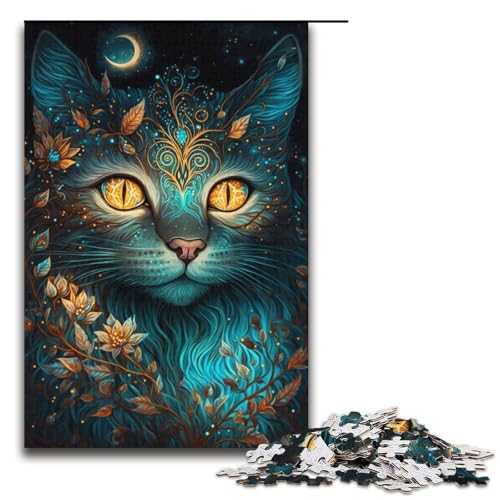 Puzzle Schöne Katze 1000 Teile für Erwachsene Lernspiele Weihnachtsgeburtstagsgeschenke für und Teenager ab 14 Jahren 38x26cm von WGLINGX