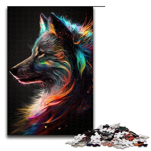 Puzzle Schwarzer Wolf 1000 Teile für Erwachsene Lernspiele Weihnachtsgeburtstagsgeschenke für Teenager ab 14 Jahren 50x75cm von WGLINGX