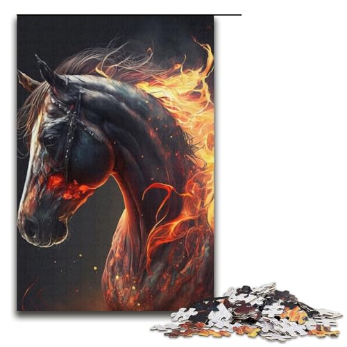 Puzzle Schwarzes Pferd 1000 Teile für Erwachsene Lernspiele Weihnachtsgeburtstagsgeschenke für Teenager ab 14 Jahren 38x26cm von WGLINGX