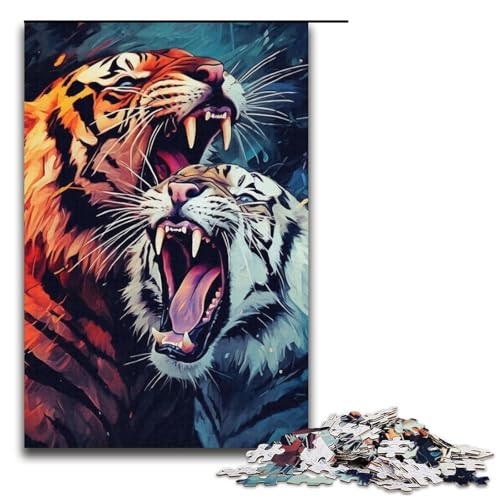 Puzzle Tiger-Puzzle 1000 Teile für Erwachsene, Herausforderung der Gehirnintelligenz, süchtig machendes Spielzeug, 14,96 x 10,24 Zoll von WGLINGX