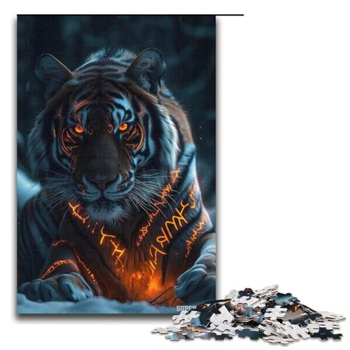 Puzzle Tiger-Puzzle 1000 Teile für Erwachsene, Herausforderung der Gehirnintelligenz, süchtig machendes Spielzeug, 14,96 x 10,24 Zoll von WGLINGX