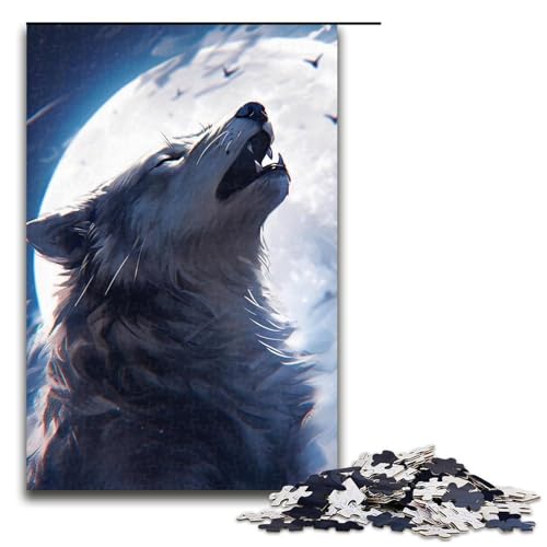 Puzzle Wolf, 1000 Teile, für Erwachsene, Puzzle, Lernspiele, Weihnachts- und Geburtstagsgeschenke für Teenager ab 14 Jahren (Größe 50 x 75 cm) von WGLINGX