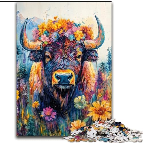 Puzzle für 1000 Teile, Alpenbison, 1000-teiliges Puzzle, unmöglich, pädagogische Heimdekoration, Spiele und Geschenke (Größe 26x38cm) von WGLINGX