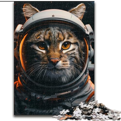 Puzzle für 1000 Teile, Astronautenkatze, 1000-teiliges Puzzle, unmöglich, pädagogische Heimdekoration, Spiele und Geschenke (Größe 26x38cm) von WGLINGX