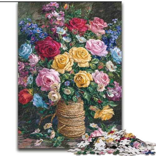 Puzzle für 1000 Teile, Blumen, Blumenkunst, 1000-teiliges Puzzle für Erwachsene, Heimdekoration, Familienspaß, ab 14 Jahren (Größe 50x75cm) von WGLINGX
