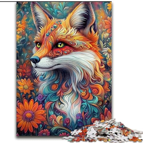 Puzzle für 1000 Teile, Blumenfuchs, 1000-teiliges Puzzle, unmöglich, pädagogische Heimdekoration, Spiele und Geschenke (Größe 50x75cm) von WGLINGX