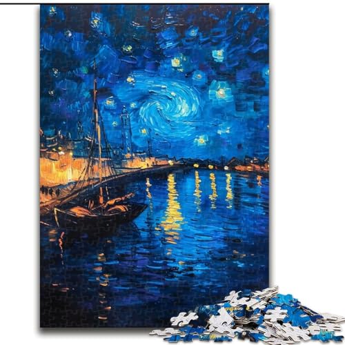 Puzzle für 1000 Teile, Boot unter dem Nachthimmel, 1000-teiliges Puzzle, unmöglich, pädagogische Heimdekoration, Spiele und Geschenke (Größe 50x75cm) von WGLINGX