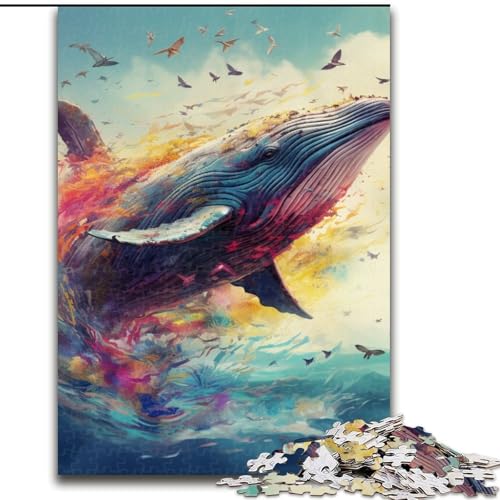 Puzzle für 1000 Teile, Bunte Wal-Puzzles, 1000 Teile für Erwachsene, Familienaktivitätsspiel für Teenager, anspruchsvolles Denkspiel (Größe 26x38cm) von WGLINGX