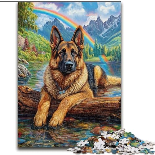 Puzzle für 1000 Teile, Deutscher Schäferhund, Puzzle 1000 Teile für Erwachsene, interaktives Familienspiel, geeignet für Kinder ab 14 Jahren (Größe 26x38cm) von WGLINGX