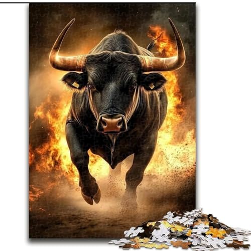 Puzzle für 1000 Teile, Flame Bison, 1000-teiliges Puzzle für Erwachsene, Heimdekoration, Familienspaß, ab 14 Jahren (Größe 26x38cm) von WGLINGX