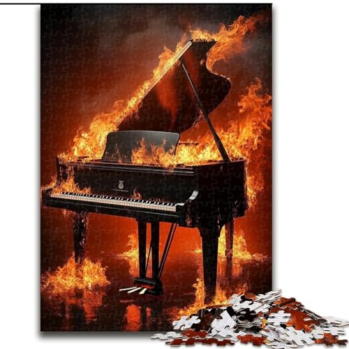 Puzzle für 1000 Teile, Flammenklavier, 1000-teiliges Puzzle für Erwachsene, unmögliche pädagogische Heimdekoration, Spiele und Geschenke (Größe 26x38cm) von WGLINGX