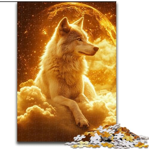 Puzzle für 1000 Teile, Goldener Wolf, 1000-teiliges Puzzle, unmöglich, pädagogische Heimdekoration, Spiele und Geschenke (Größe 26x38cm) von WGLINGX