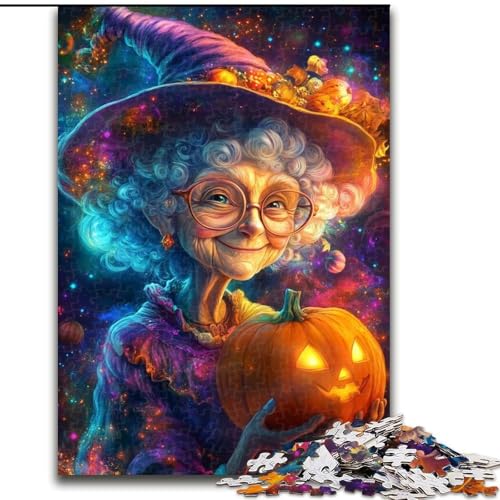 Puzzle für 1000 Teile, Halloween-Oma, 1000-teiliges Puzzle für Erwachsene, unmögliche pädagogische Heimdekoration, Spiele und Geschenke (Größe 26x38cm) von WGLINGX
