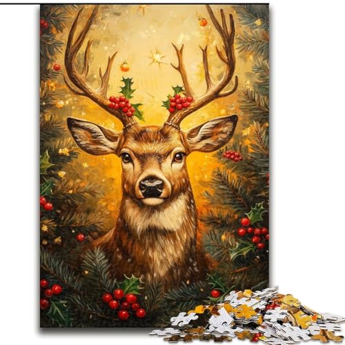 Puzzle für 1000 Teile, Hirsch, 1000-teiliges Puzzle, unmöglich, pädagogische Heimdekoration, Spiele und Geschenke (Größe 50x75cm) von WGLINGX