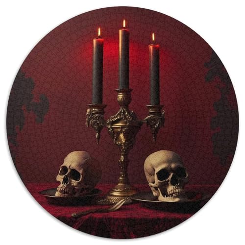 Puzzle für 1000 Teile, Horror-Art, rund, 1000 Teile, für Erwachsene, pädagogische Aktivität zur Verbesserung kognitiver Fähigkeiten (67,5x67,5cm) von WGLINGX