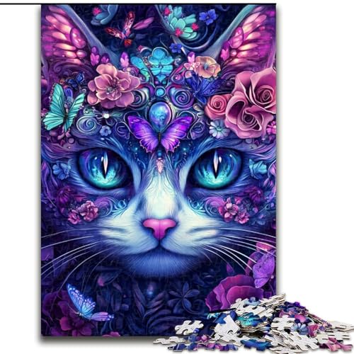 Puzzle für 1000 Teile, Katzenkunst, 1000-teiliges Puzzle für Erwachsene, unmögliche pädagogische Heimdekoration, Spiele und Geschenke (Größe 50x75cm) von WGLINGX