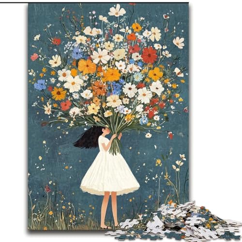 Puzzle für 1000 Teile, Mädchen im weißen Kleid, 1000-teiliges Puzzle für Erwachsene, unmögliche pädagogische Heimdekoration, Spiele und Geschenke (Größe 26x38cm) von WGLINGX