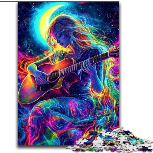 Puzzle für 1000 Teile, Mädchen spielt Gitarre, 1000-teiliges Puzzle für Erwachsene, unmögliche pädagogische Heimdekoration, Spiele und Geschenke (Größe 26x38cm) von WGLINGX