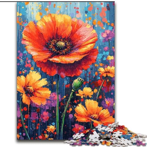 Puzzle für 1000 Teile, Mohnblumen, 1000-teiliges Puzzle für Erwachsene, Heimdekoration, Familienspaß, ab 14 Jahren (Größe 26x38cm) von WGLINGX