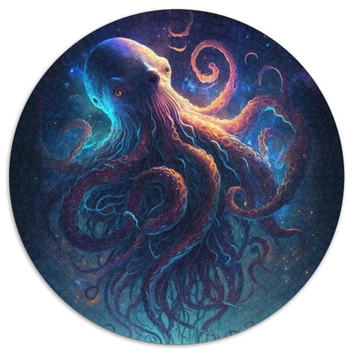 Puzzle für 1000 Teile, Oktopus-Monster, rund, Puzzle 1000 Teile für Erwachsene, Aktivität für Erwachsene und Familien, DIY-Heimdekor, Geschenk, 1000 Teile (67,5x67,5cm) von WGLINGX