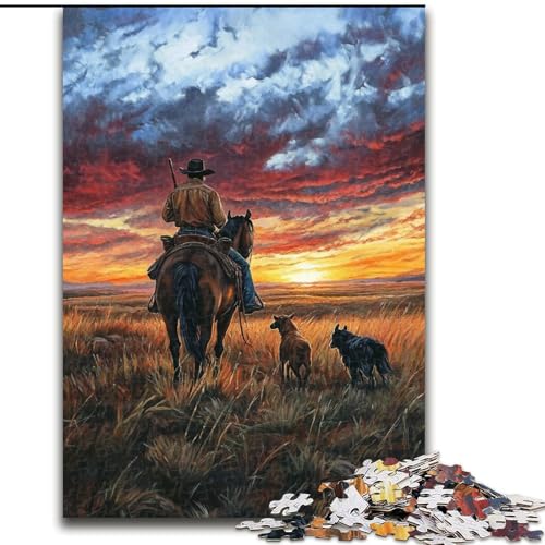 Puzzle für 1000 Teile, Prairie Cowboy, 1000-teiliges Puzzle, unmöglich, pädagogische Heimdekoration, Spiele und Geschenke (Größe 50x75cm) von WGLINGX