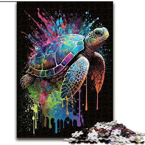 Puzzle für 1000 Teile, Schildkröte, buntes Puzzle für Erwachsene, 1000 Teile, Spielzeug, Geschenk, pädagogisches, intellektuelles, entspannendes Familienspiel (Größe 26x38cm) von WGLINGX