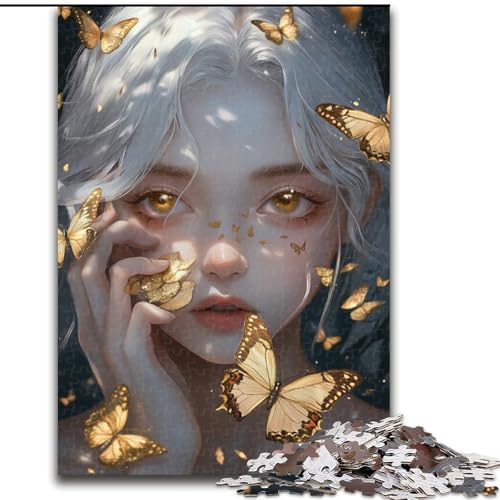 Puzzle für 1000 Teile, Schmetterlingsmädchen, 1000-teiliges Puzzle, unmöglich, pädagogische Heimdekoration, Spiele und Geschenke (Größe 50x75cm) von WGLINGX