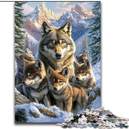 Puzzle für 1000 Teile, Schneewolf, 1000-teiliges Puzzle für Erwachsene, unmögliche pädagogische Heimdekoration, Spiele und Geschenke (Größe 26x38cm) von WGLINGX