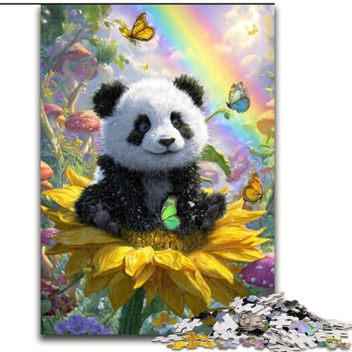 Puzzle für 1000 Teile, Sonnenblumen-Panda, 1000-teiliges Puzzle, unmöglich, pädagogische Heimdekoration, Spiele und Geschenke (Größe 50x75cm) von WGLINGX