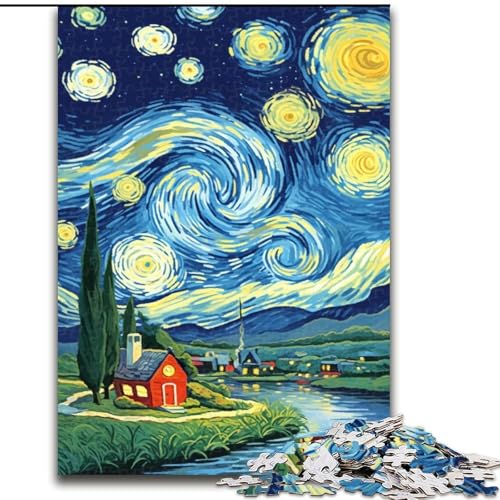 Puzzle für 1000 Teile, Van Goghs Nachthimmel, 1000-teiliges Puzzle für Erwachsene, unmögliche pädagogische Heimdekoration, Spiele und Geschenke (Größe 50x75cm) von WGLINGX