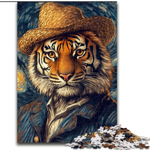 Puzzle für 1000 Teile, Vincent Van Gogh Tiger, Puzzle 1000 Teile für Erwachsene, Familienaktivitätsspiel für Teenager, anspruchsvolles Denkspiel (Größe 26x38cm) von WGLINGX