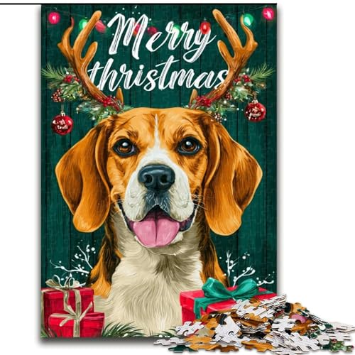 Puzzle für 1000 Teile, Weihnachtshund, 1000-teiliges Puzzle, unmöglich, pädagogische Heimdekoration, Spiele und Geschenke (Größe 50x75cm) von WGLINGX