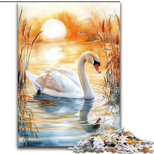 Puzzle für 1000 Teile, Weißer Schwan, 1000-teiliges Puzzle für Erwachsene, unmögliche pädagogische Heimdekoration, Spiele und Geschenke (Größe 26x38cm) von WGLINGX
