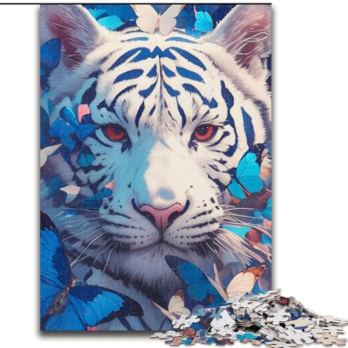 Puzzle für 1000 Teile, Weißer Tiger, 1000-teiliges Puzzle, unmöglich, pädagogische Heimdekoration, Spiele und Geschenke (Größe 26x38cm) von WGLINGX