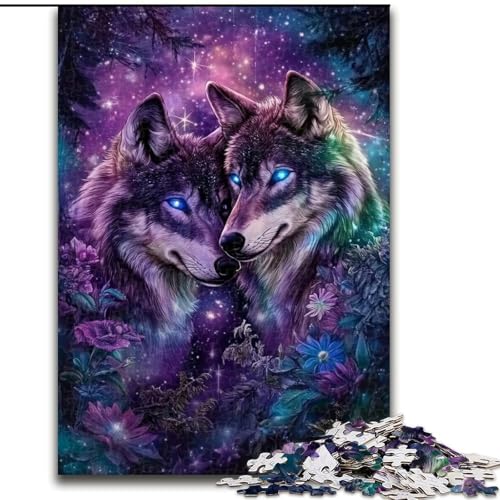 Puzzle für 1000 Teile, Wolf, 1000-teiliges Puzzle für Erwachsene, Heimdekoration, Familienspaß, ab 14 Jahren (Größe 26x38cm) von WGLINGX