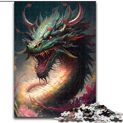 Puzzle für 1000 Teile, chinesischer Drache, Puzzle für Erwachsene, 1000 Teile, Spielzeug, Geschenk, pädagogisches, intellektuelles, entspannendes, lustiges Familienspiel (Größe 26x38cm) von WGLINGX