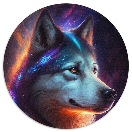 Puzzle für 1000 Teile, farbenfrohes Husky-Puzzle, rund, 1000 Teile, für Teenager und Jugendliche, ideales Geburtstags, 1000 Teile (67,5x67,5cm) von WGLINGX